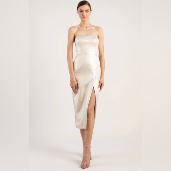 Jenny Yoo Collection Champagne 🥂 colored cocktail dress - Picture 3 of 6